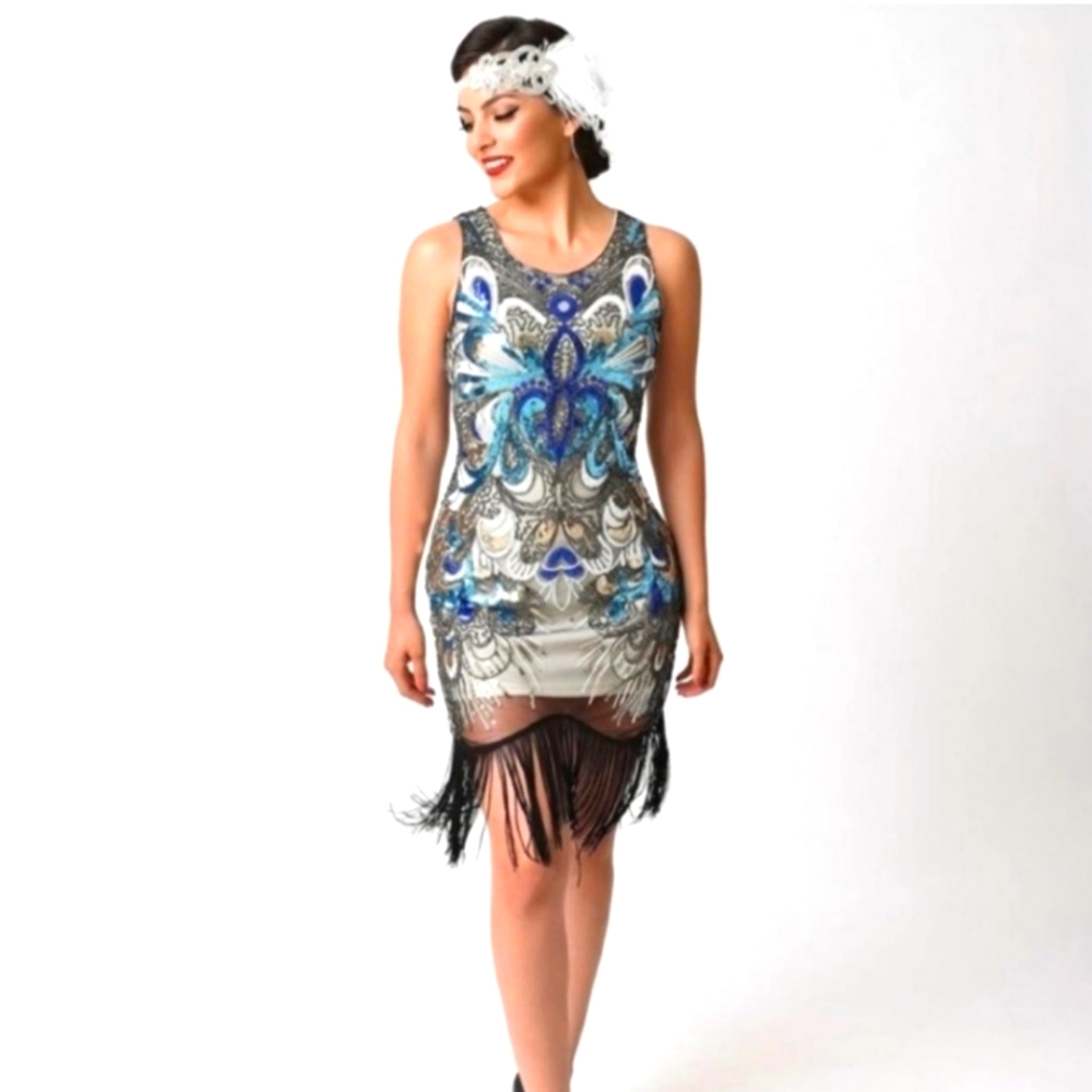 Unique Vintage Sequin Flapper Dress